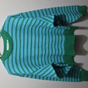 Altar'd State Teal and Dark Green Striped Sweater